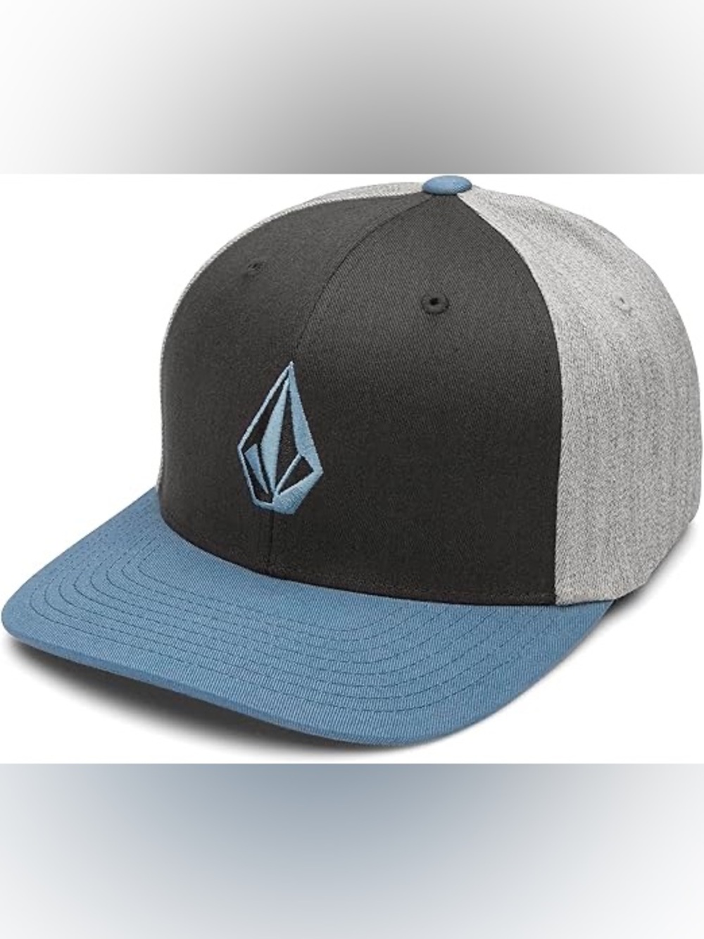 Volcom Black & Blue Logo Snapback Cap with Grey